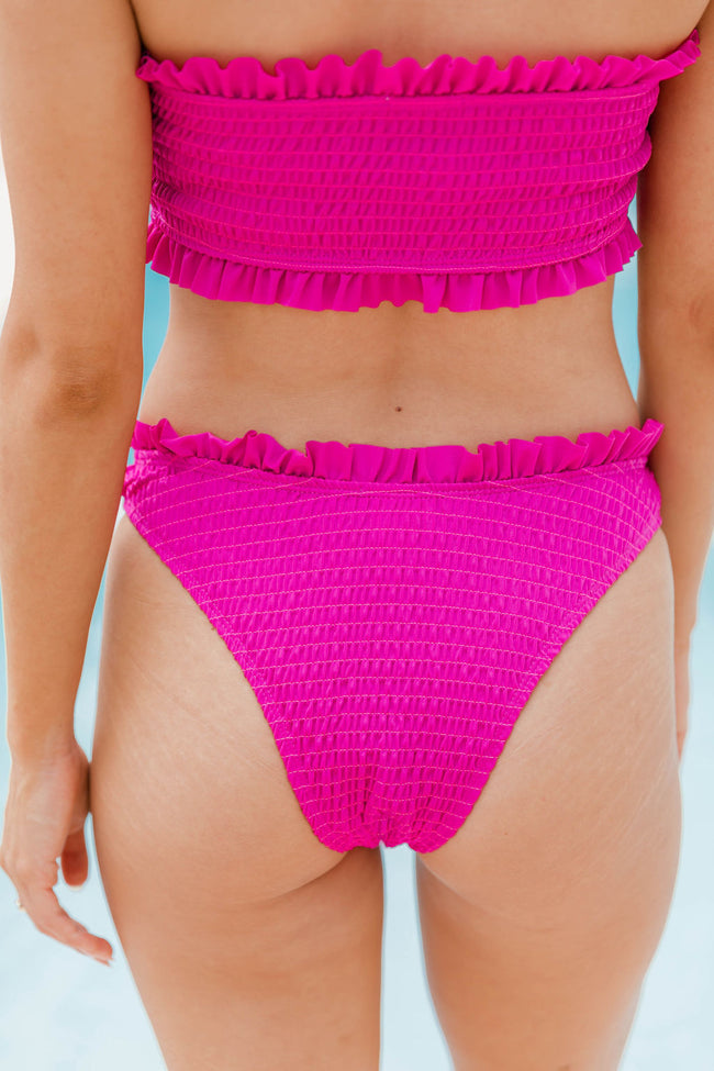 Pacific Island Magenta Smocked Cheeky Swimsuit Bottoms FINAL SALE
