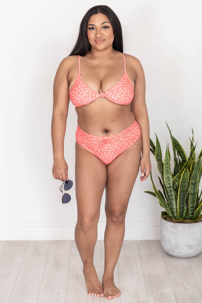 Covered In Sunshine Coral Floral Mid Rise Bikini Bottoms FINAL SALE