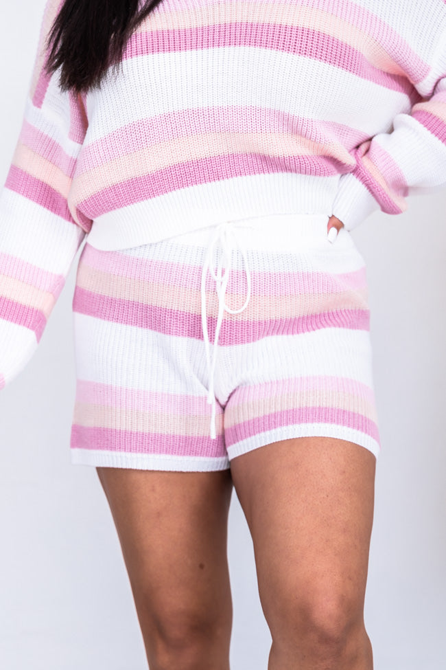 Desert Daydreamer Pink Striped Knit Shorts FINAL SALE
