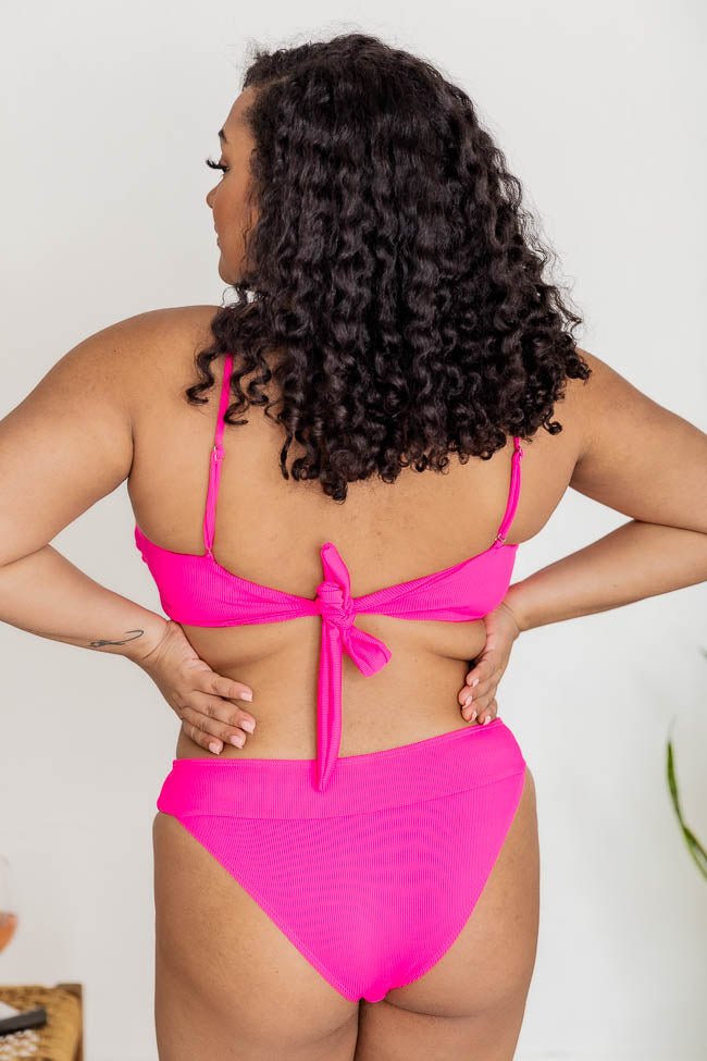 Ride A Wave Pink Ribbed Ring Link Bikini Top FINAL SALE