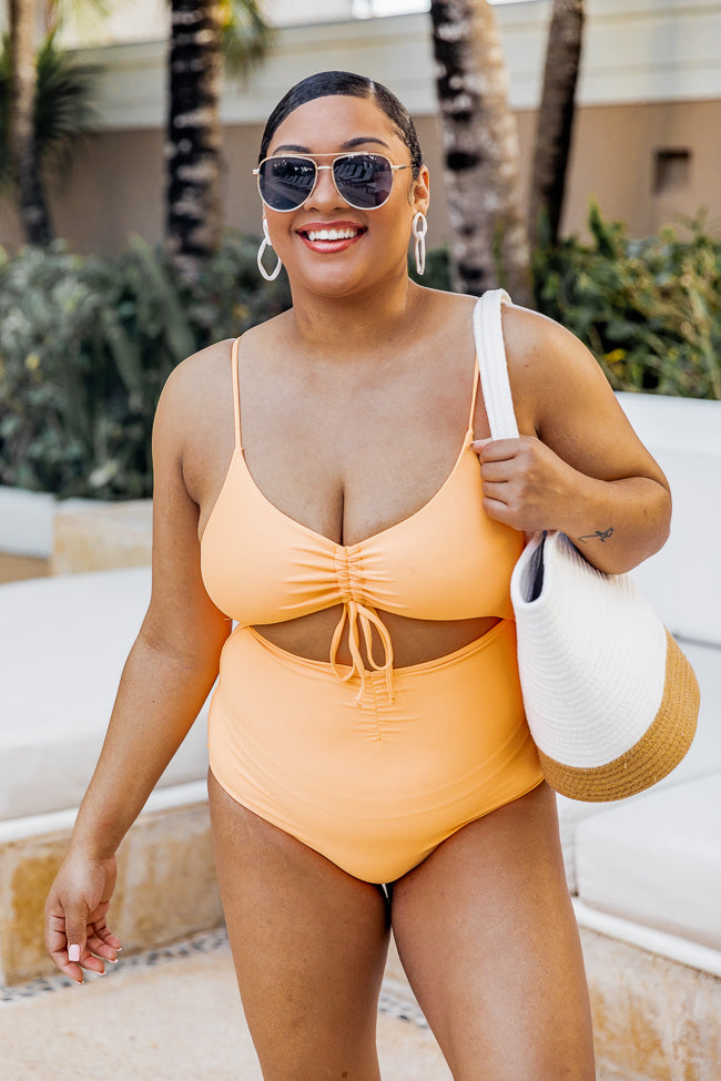 Orange Delight Wrinkled One Piece Swimsuit Bathing Suit – Sunset and Swim