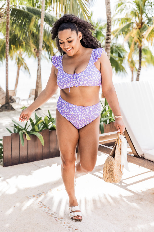 Tropical Bliss Purple Floral Bikini Bottom FINAL SALE
