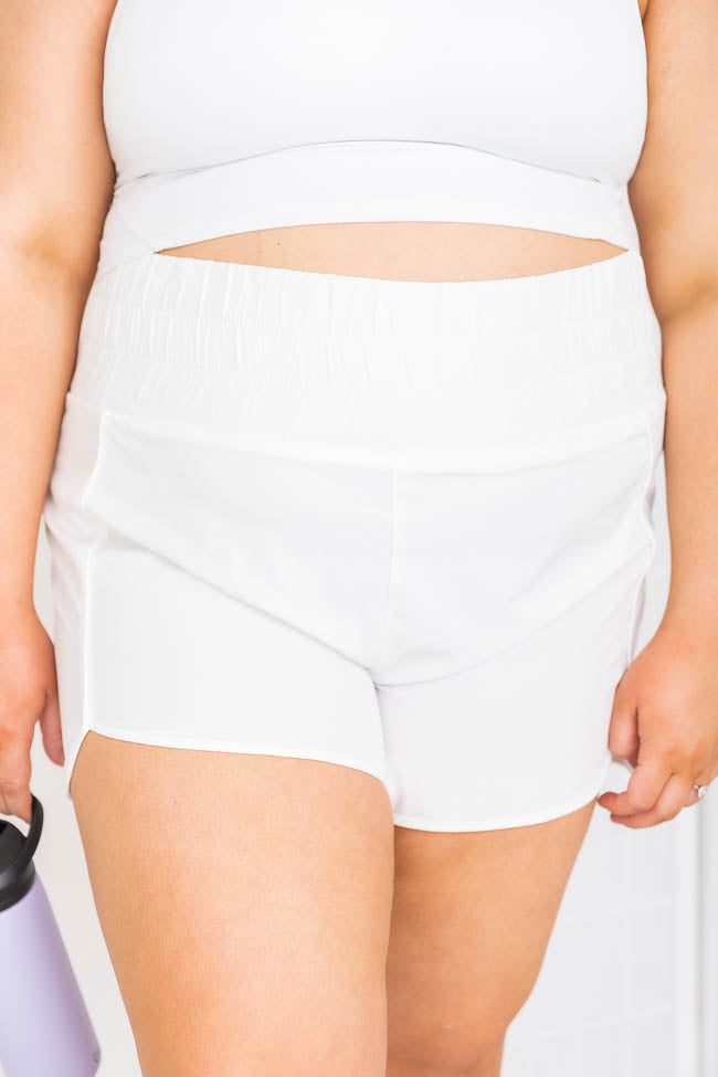 Errands To Run Solid White High Waist Shorts – Pink Lily