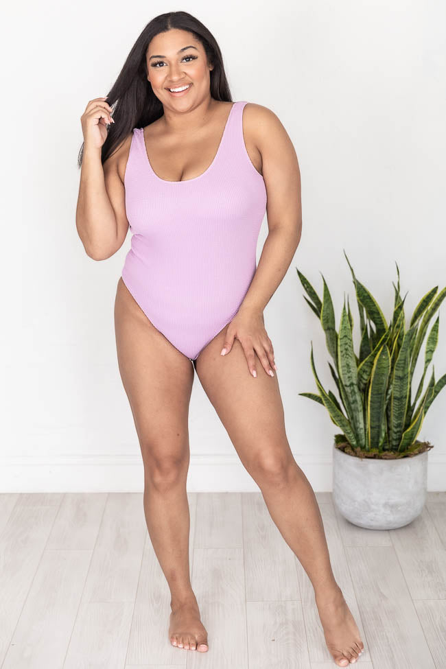 Coast Is Clear Lilac Textured One Piece Swimsuit FINAL SALE
