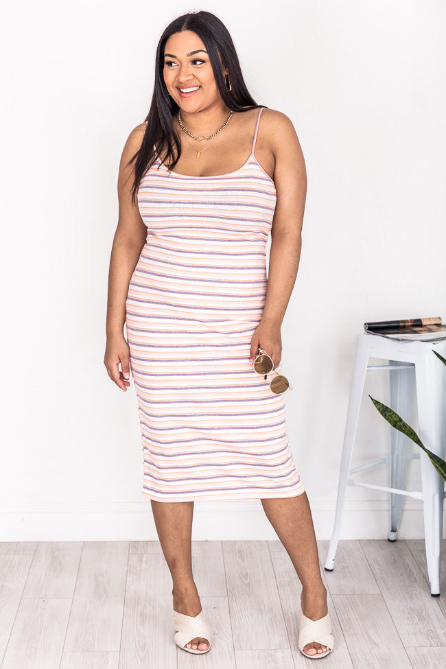 Leave A Clue Multi Striped Knit Midi Dress FINAL SALE – Pink Lily