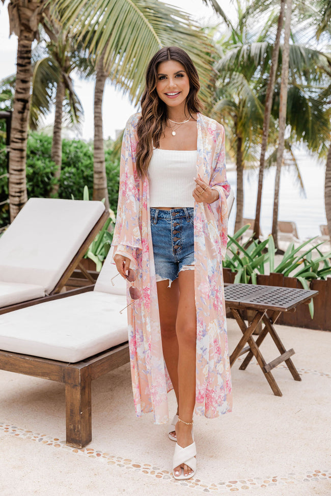Truth About You Coral Floral Duster Kimono FINAL SALE