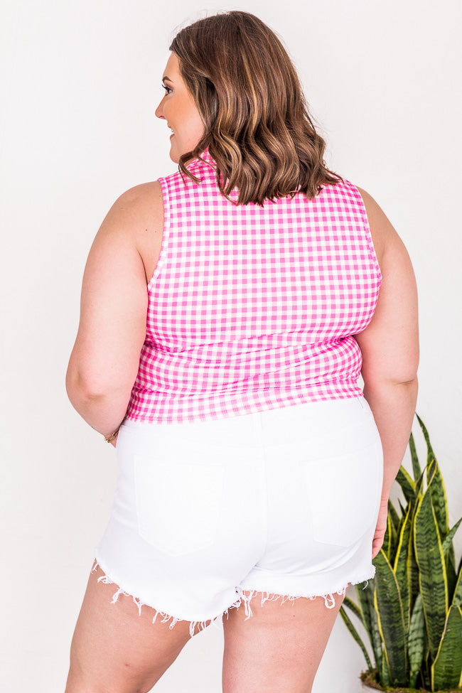 Between The Lines Pink Checkered Collared Tank FINAL SALE