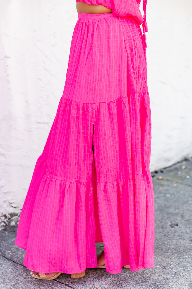 Send A Message Hot Pink Textured Maxi Skirt FINAL SALE