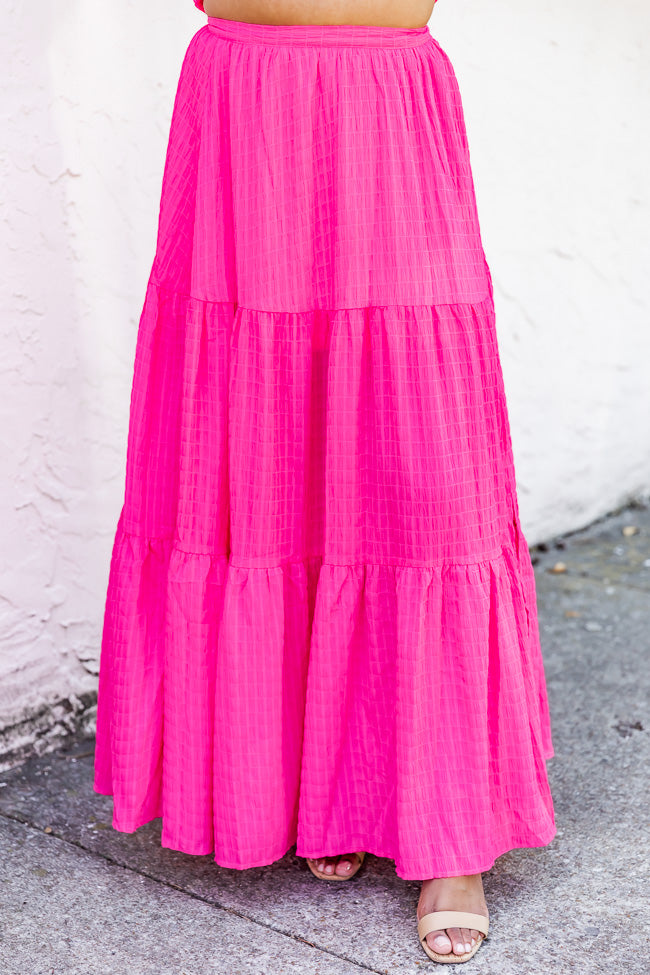Send A Message Hot Pink Textured Maxi Skirt FINAL SALE