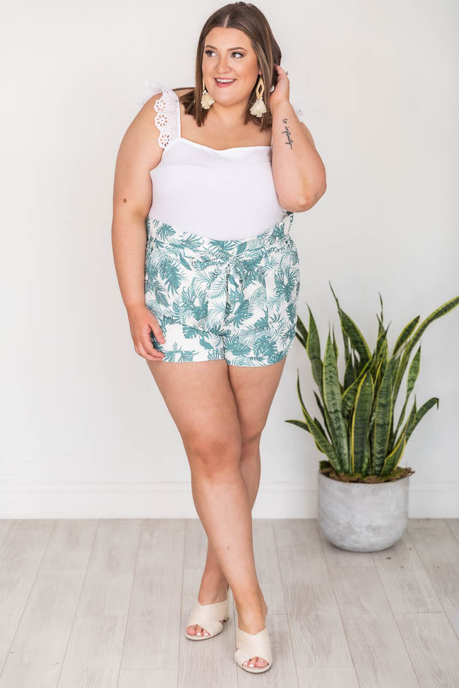 Once In awhile Palm Print Paperbag Waist Shorts FINAL SALE
