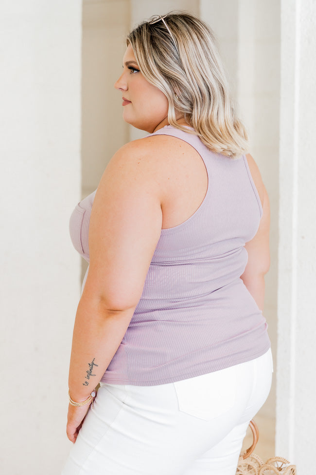 Knowing You Ribbed Racerback Lilac Tank FINAL SALE