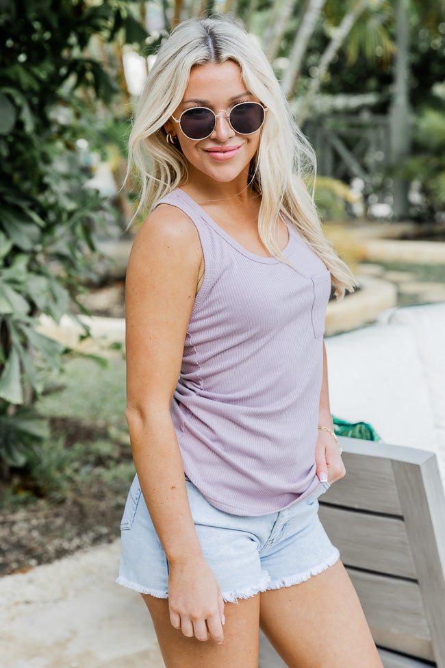 Knowing You Ribbed Racerback Lilac Tank FINAL SALE