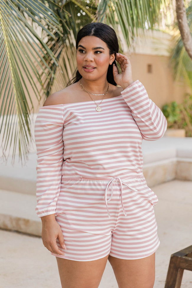 In Another Life Pink/White Stripe Boatneck Romper FINAL SALE