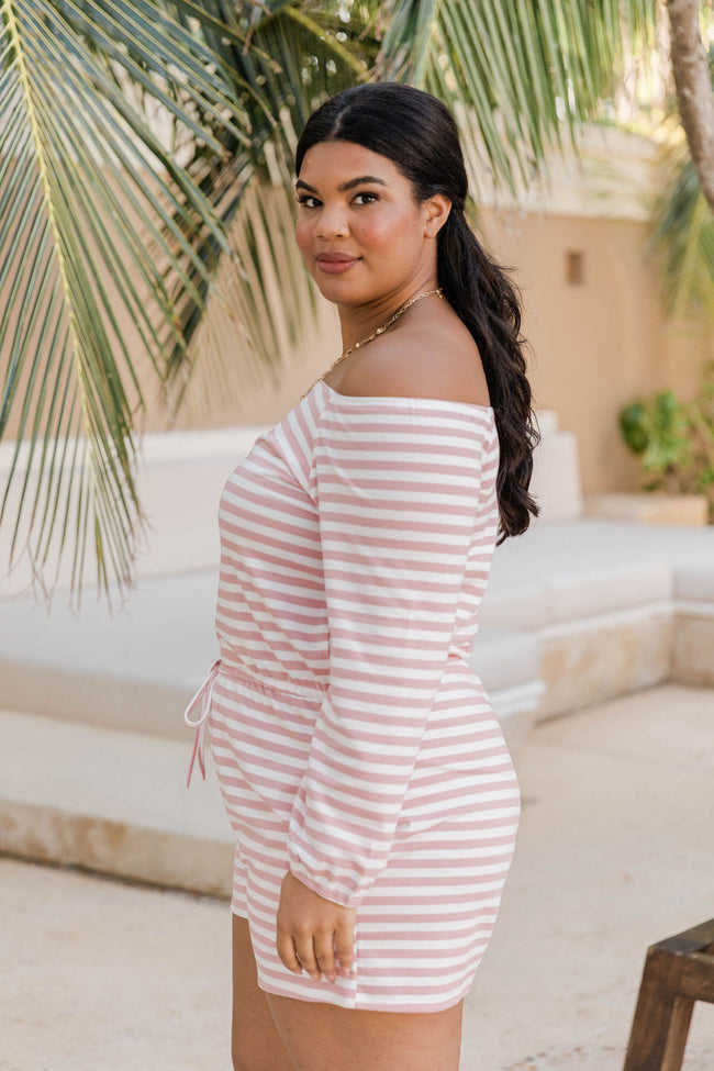 In Another Life Pink/White Stripe Boatneck Romper FINAL SALE