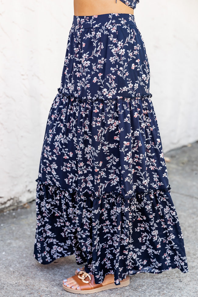 Summertime Blooms Navy Floral Maxi Skirt FINAL SALE
