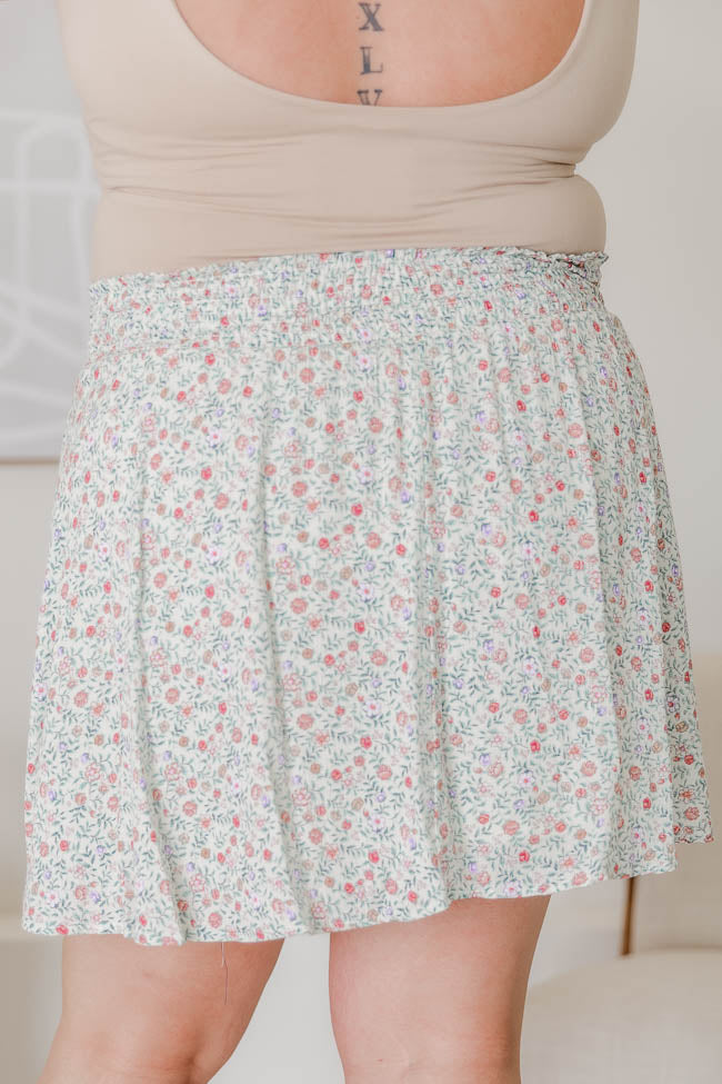 One More Time Ivory/Multi Floral Skirt FINAL SALE