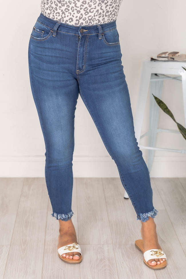 Mary Frayed Edge Medium Wash Skinny Jeans FINAL SALE