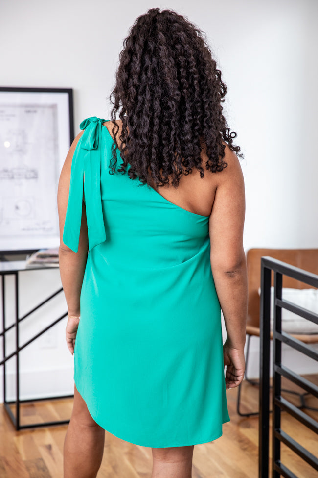 Thriving All Night Green One Shoulder Dress FINAL SALE