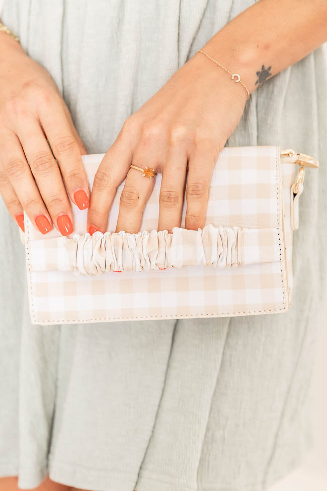 Planned Event Beige/Ivory Gingham Purse FINAL SALE