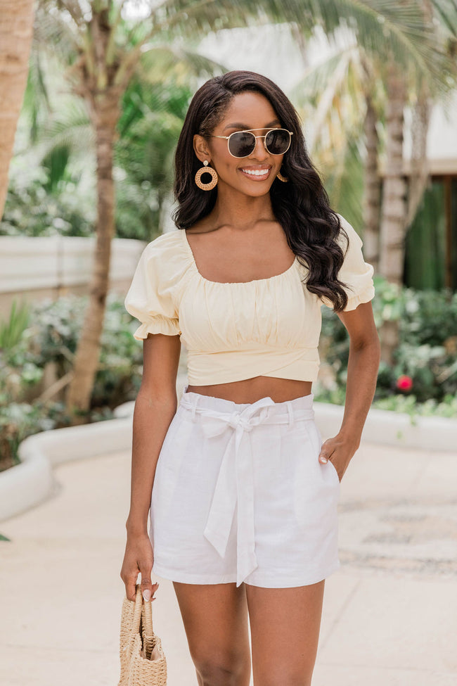 Some Day Yellow Short Sleeve Cropped Blouse FINAL SALE