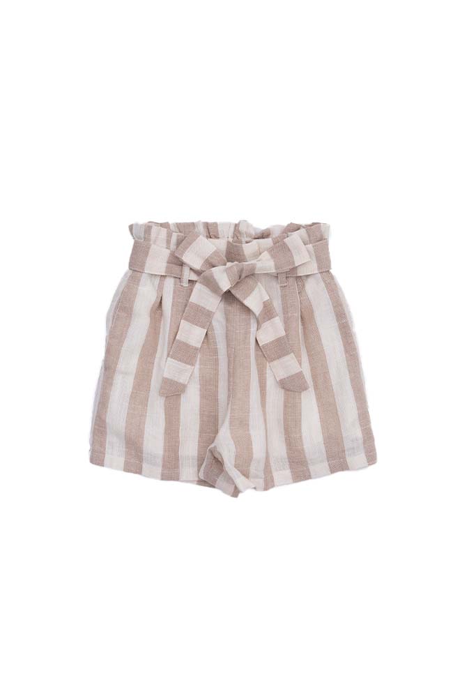 A Matter Of Time Girls Taupe Striped Shorts FINAL SALE