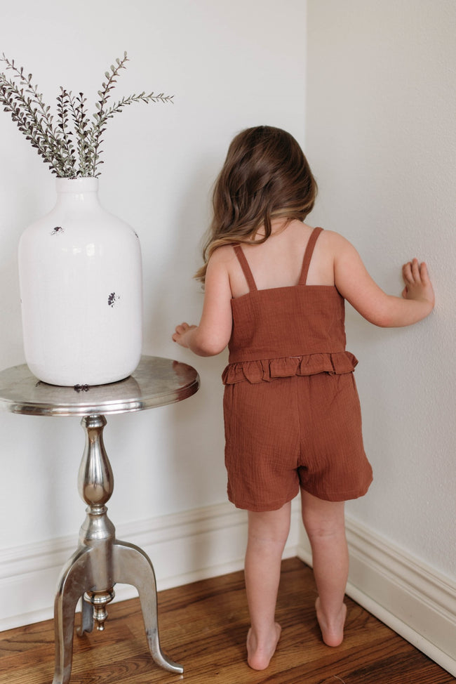 Happy Sight Brown Girls Button Two Piece Set FINAL SALE