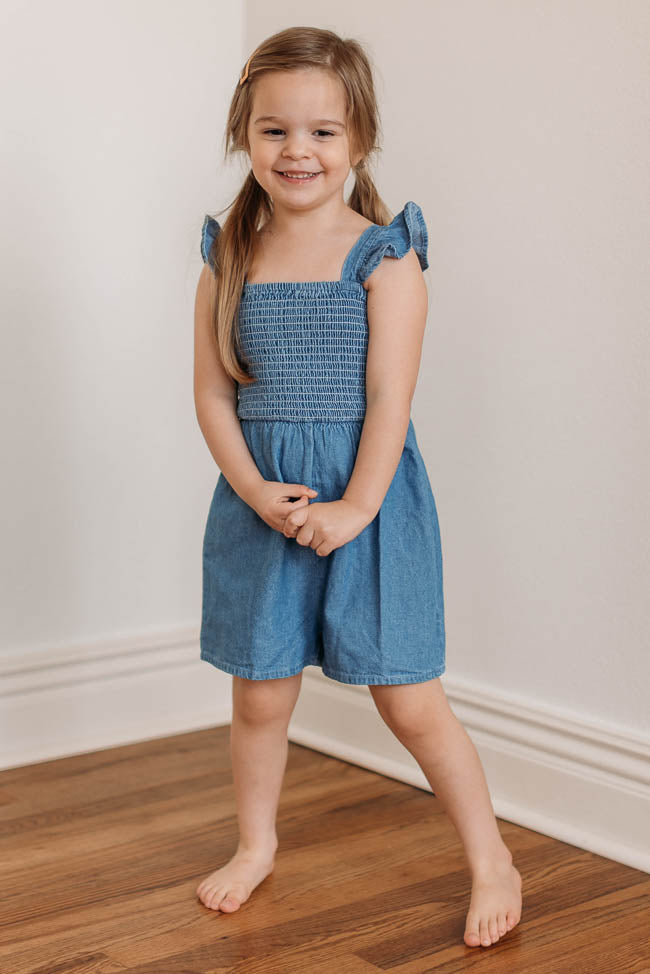 Just Anybody Girls Smocked Chambray Romper FINAL SALE