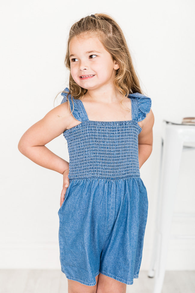 Just Anybody Girls Smocked Chambray Romper FINAL SALE