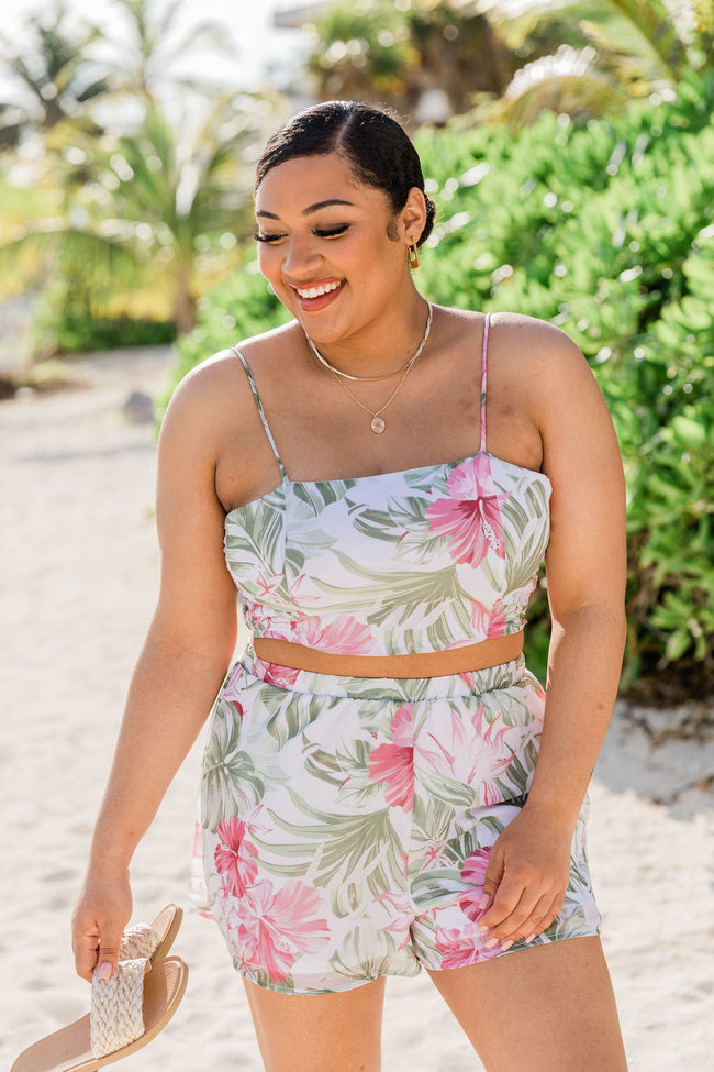 Show Your Radiance Pink/Green Tropical Crop Top FINAL SALE