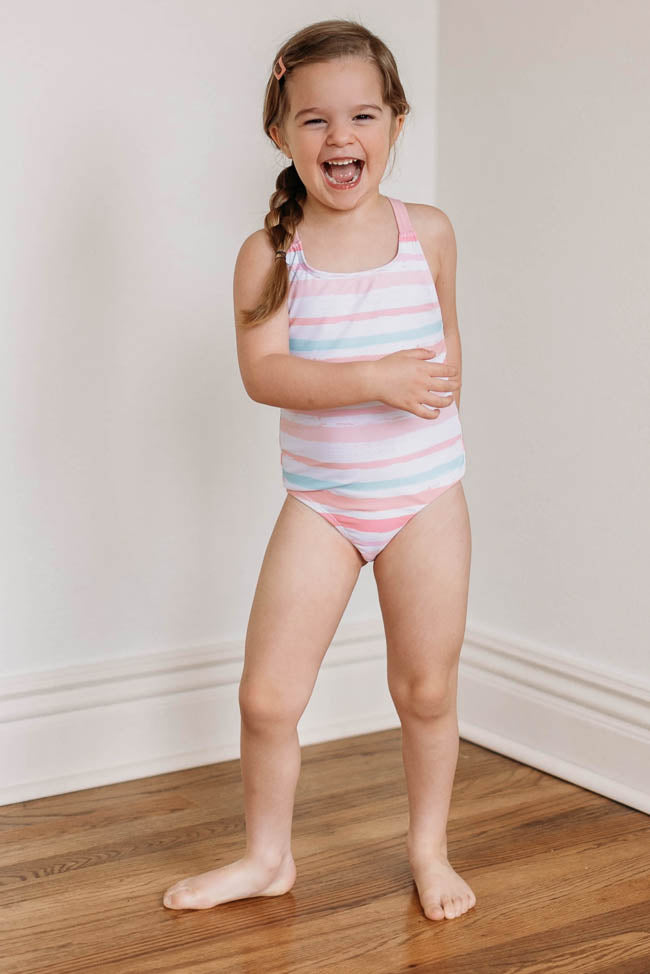 Girls cheap striped swimsuit