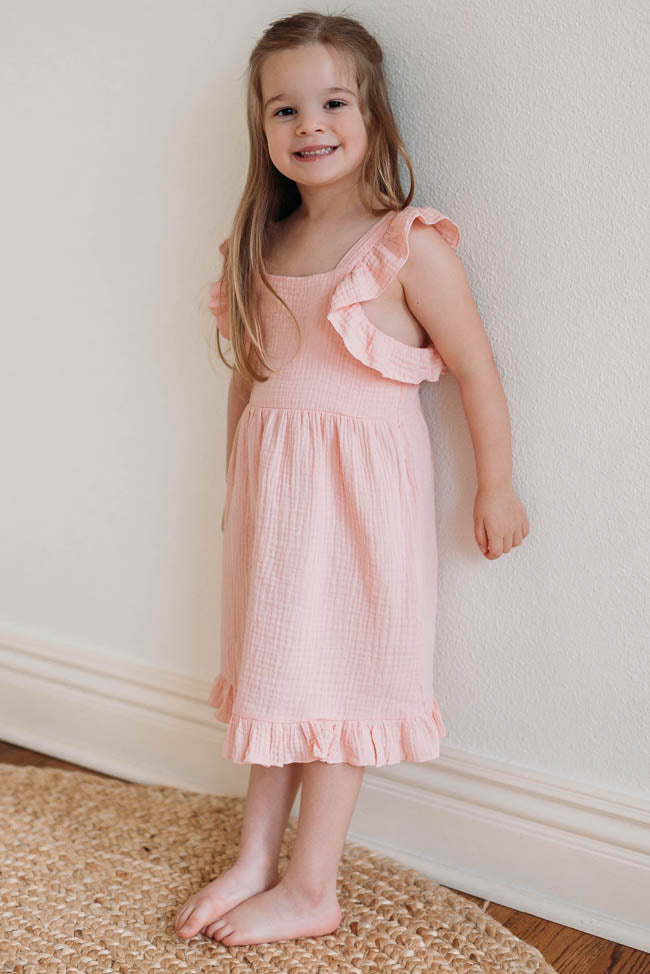 Mindless Moment Girls Blush Ruffle Dress FINAL SALE