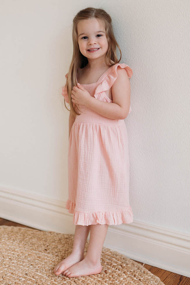 Mindless Moment Girls Blush Ruffle Dress FINAL SALE