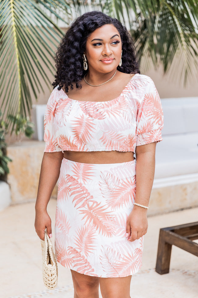 Emphasize Your Love Pink Palms Mini Skirt FINAL SALE