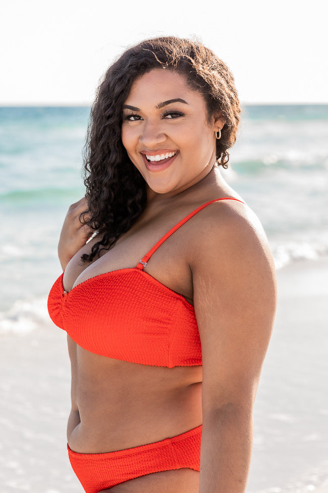 Myrtle Beach Red Textured Bandeau Bikini Top FINAL SALE