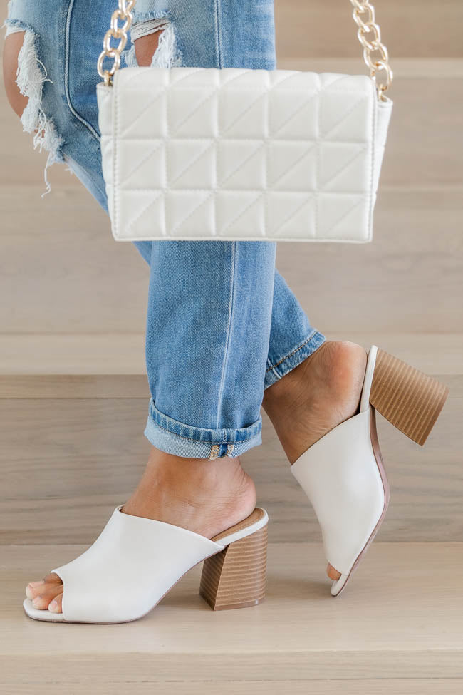 Cream heels closed on sale toe