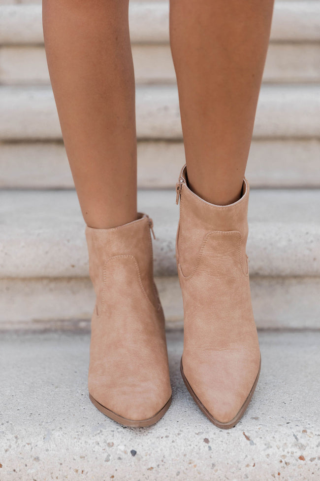 Kimberly Toffee Nubuck Pointed Toe Bootie