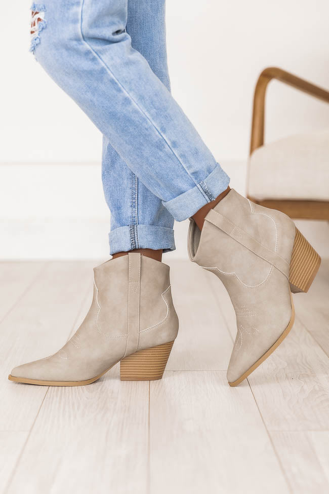 Amy Grey Pointed Toe Western Cut Booties FINAL SALE