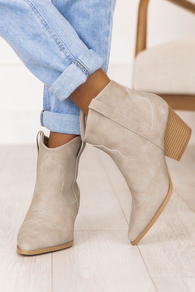 Amy Grey Pointed Toe Western Cut Booties FINAL SALE