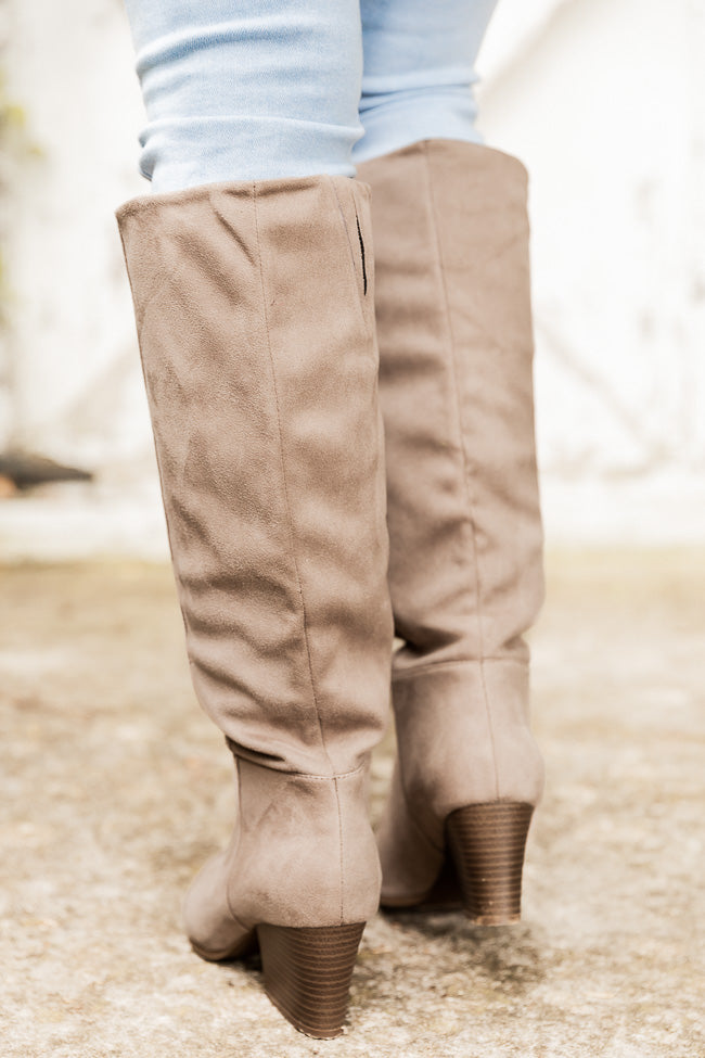 Taupe pointed clearance toe booties