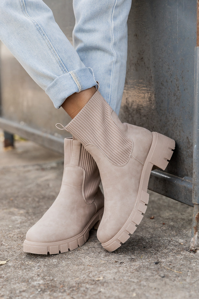 Taupe clearance sock booties