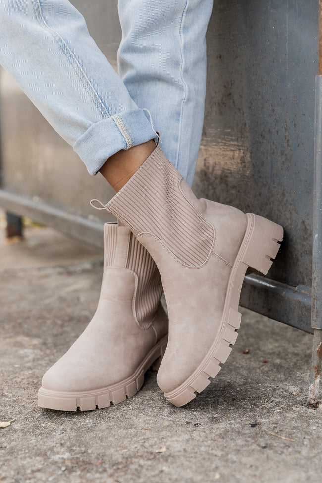 Jazzy Taupe Sock Style Booties