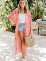 Wild Romance Coral Floral Chiffon Duster Kimono FINAL SALE