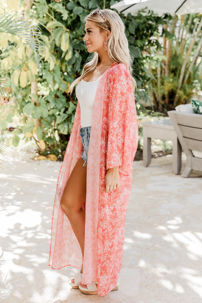 Women's Pink Lightweight Polyester Chiffon Wide Sleeve Kimono, Open or Tie  Front - Wrapped In Love
