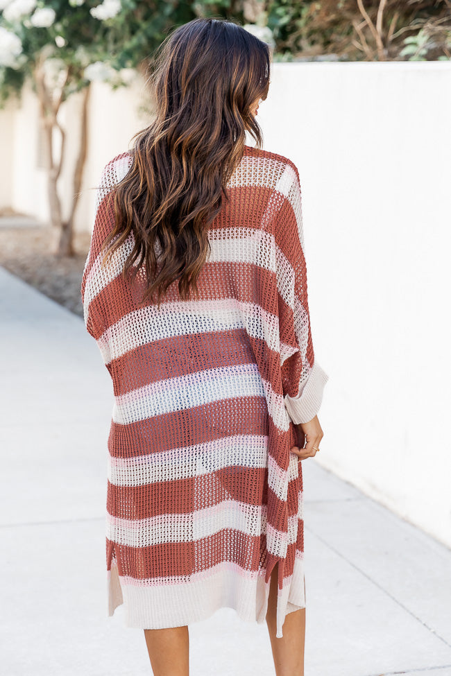 Summer Days End Open Knit Striped Cardigan