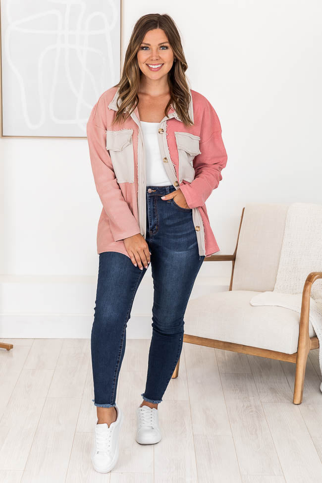 Nude colour best sale block denim jacket