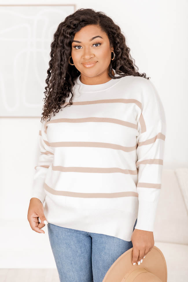 Crushing On You Brown Striped Crew Neck Sweater