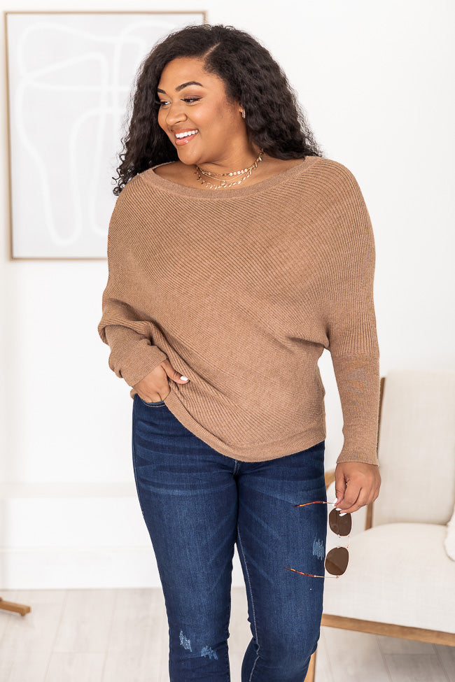 Feeling Your Best Brown Off The Shoulder Ribbed Sweater FINAL SALE