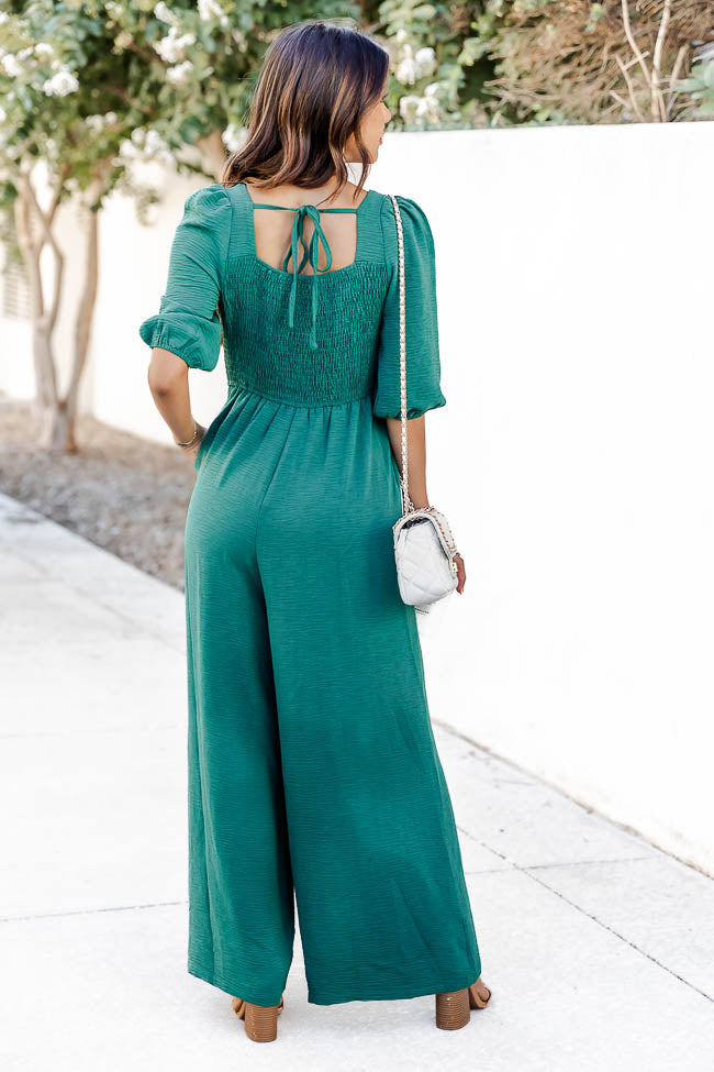 Can't Stop Now Green Square Neck Jumpsuit FINAL SALE