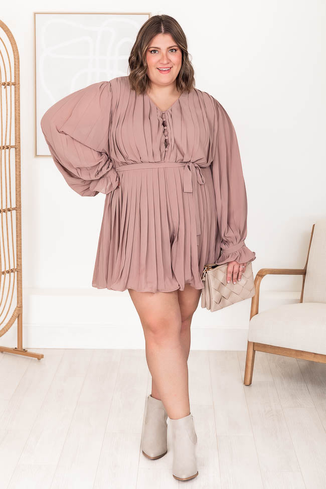 Pretty On Point Dusty Mauve Pleated Romper