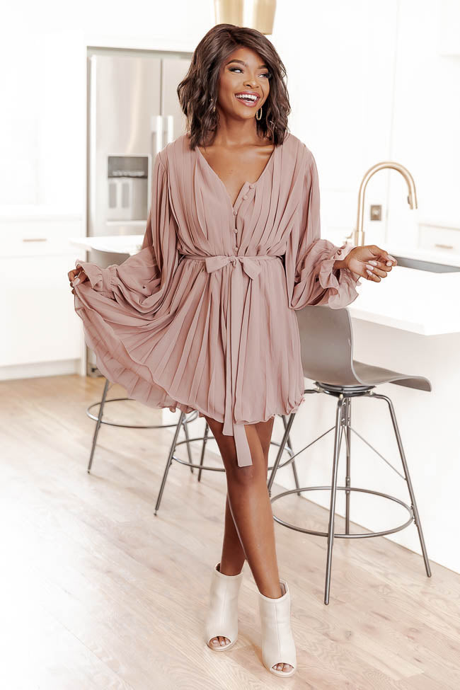 Pretty On Point Dusty Mauve Pleated Romper FINAL SALE